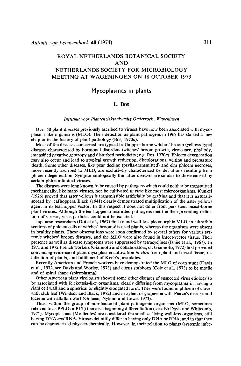 Mycoplasmas in plants by Unknown