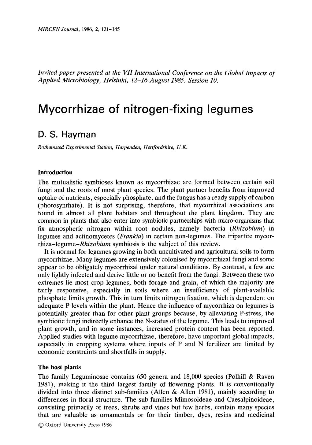Mycorrhizae of nitrogen-fixing legumes by Unknown