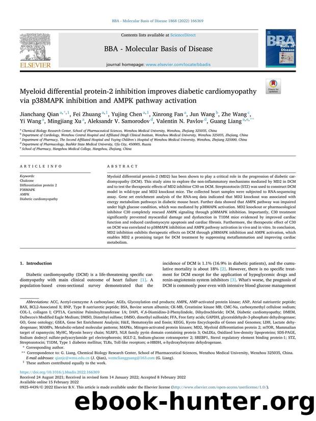 Myeloid differential protein-2 inhibition improves diabetic cardiomyopathy via p38MAPK inhibition and AMPK pathway activation by unknow