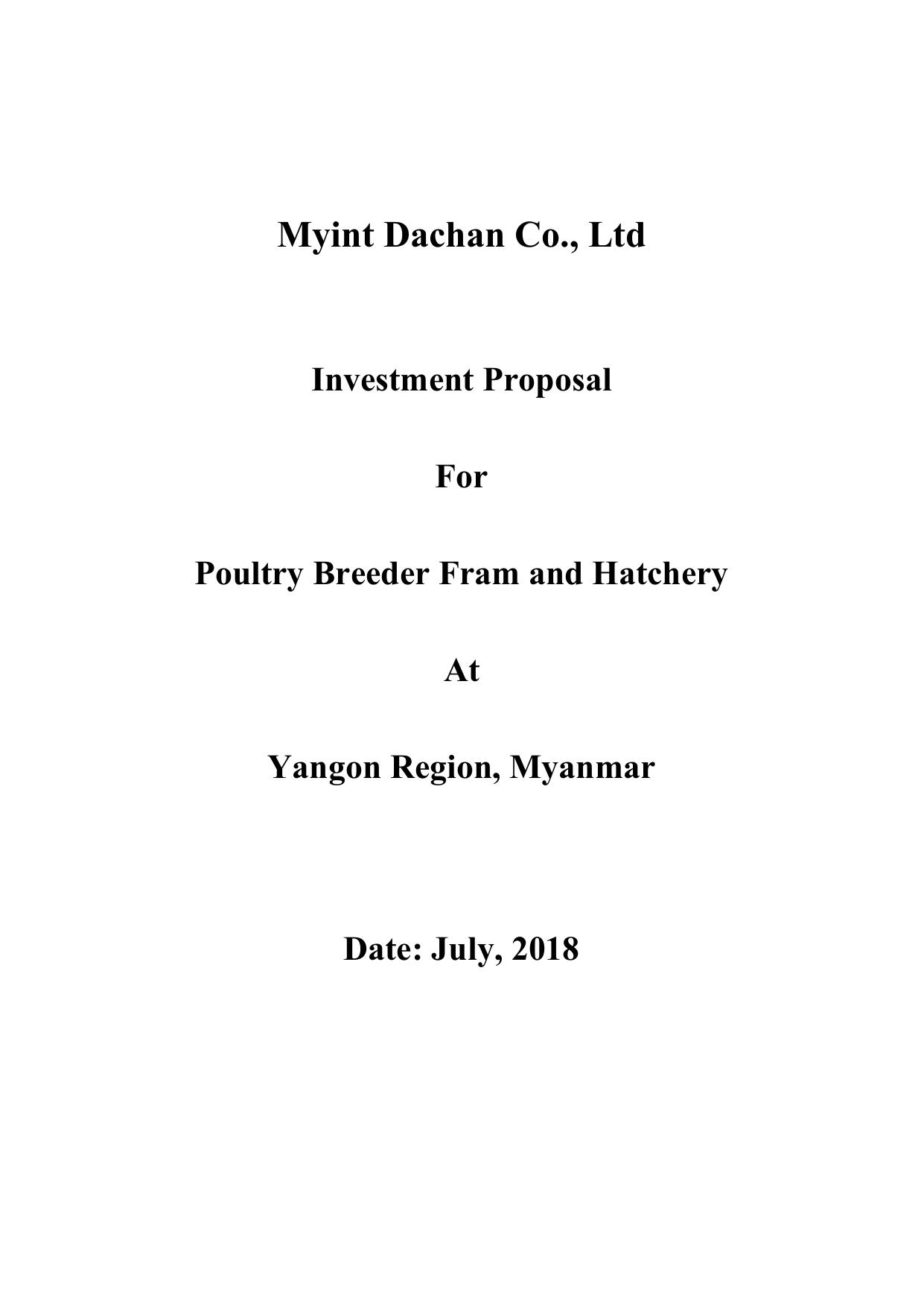 Myint Dachan Poultry & Hatchery Proposal PDF by SUMMER