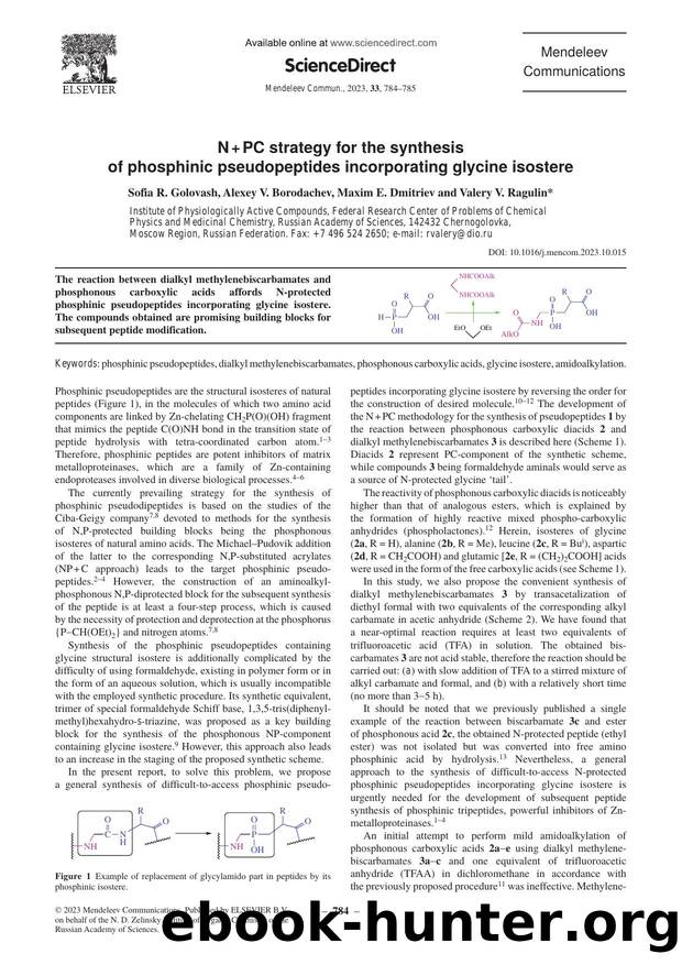 N + PC strategy for the synthesis of phosphinic pseudopeptides incorporating glycine isostere by Sofia R. Golovash & Alexey V. Borodachev & Maxim E. Dmitriev & Valery V. Ragulin