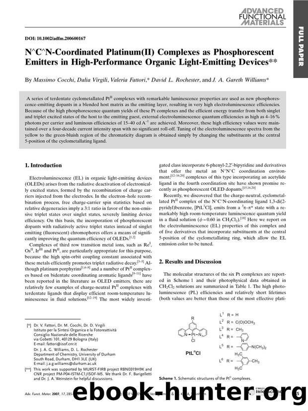 N[and]C[and]N-Coordinated Platinum(II) Complexes as Phosphorescent Emitters in High-Performance Organic Light-Emitting Devices by Unknown