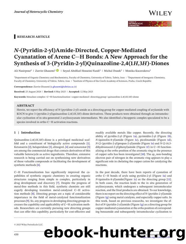 Nâ(pyridinâ2âyl)amideâDirected, CopperâMediated Cyanatation of Arene CâH Bonds: A New Approach for the Synthesis of 3â(Pyridinâ2âyl)quinazolineâ2,4(1H,3H)âdiones by Unknown