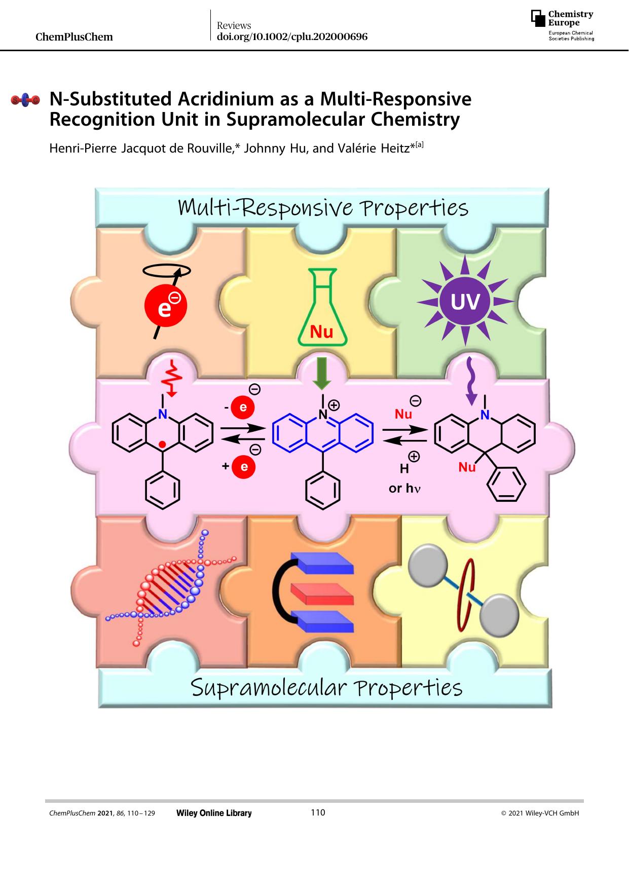 NâSubstituted Acridinium as a MultiâResponsive Recognition Unit in Supramolecular Chemistry by Unknown