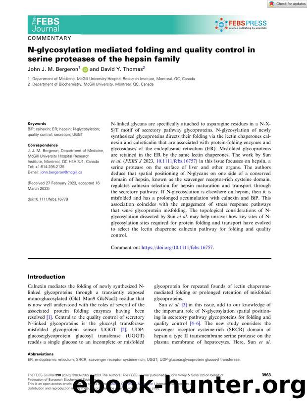 Nâglycosylation mediated folding and quality control in serine proteases of the hepsin family by Unknown