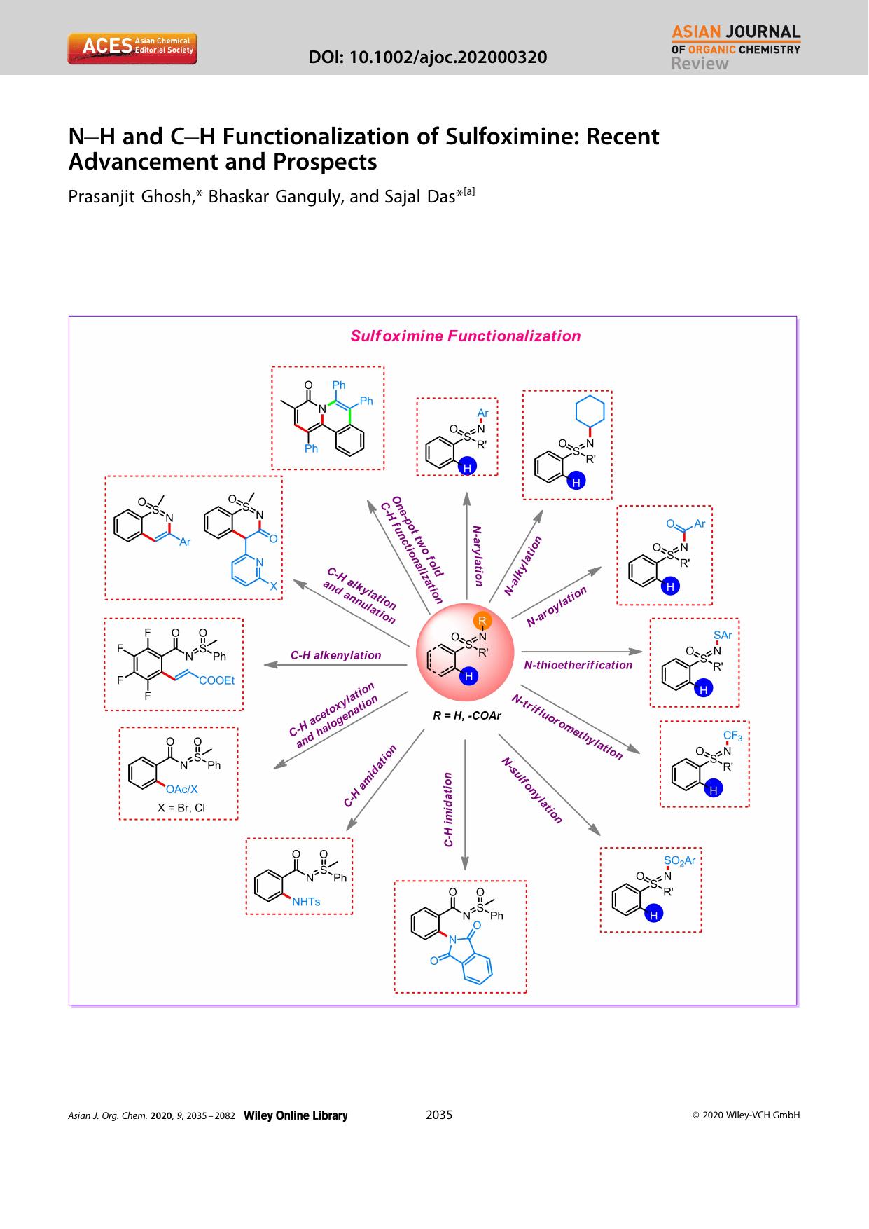 NâH and CâH Functionalization of Sulfoximine: Recent Advancement and Prospects by Unknown