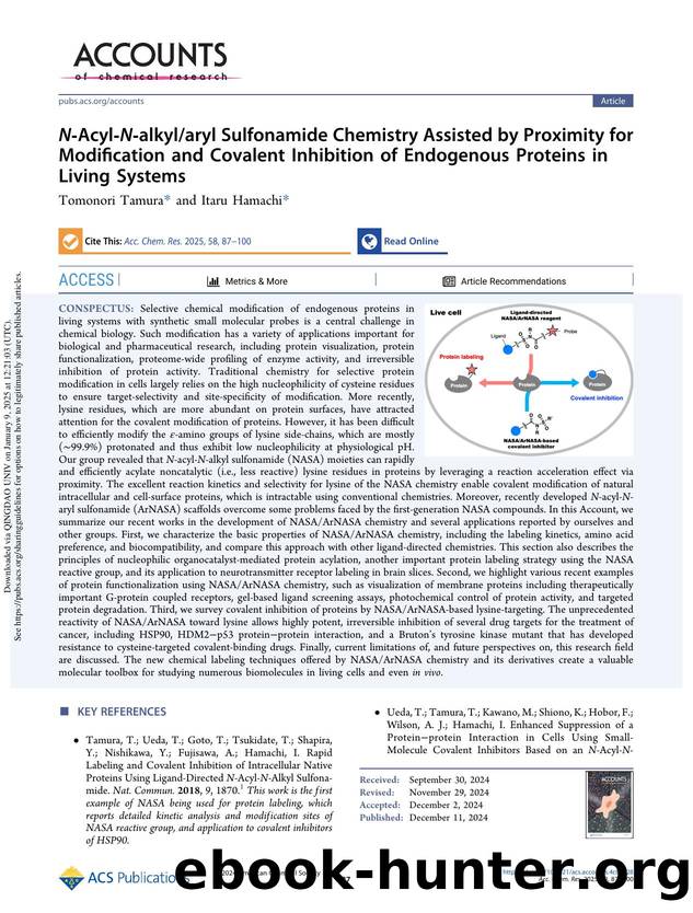 N-Acyl-N-alkylaryl Sulfonamide Chemistry Assisted by Proximity for Modification and Covalent Inhibition of Endogenous Proteins in Living Systems by Tomonori Tamura & Itaru Hamachi