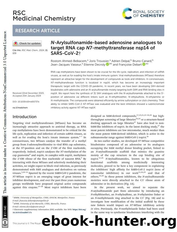 N-Arylsulfonamide-based adenosine analogues to target RNA cap N7-methyltransferase nsp14 of SARS-CoV-2 by unknow