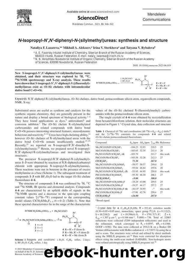 N-Isopropyl-N',N'-diphenyl-N-(silylmethyl)ureas: Synthesis and structure by Nataliya F. Lazareva