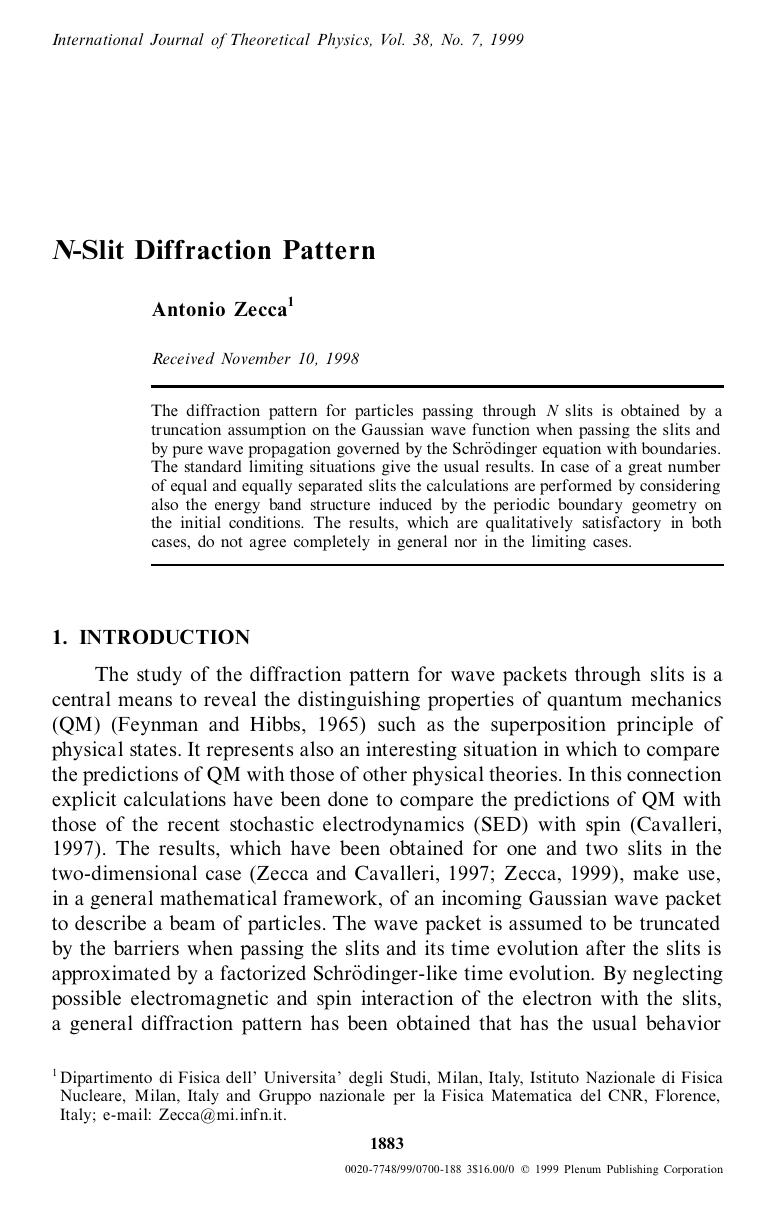 N-Slit Diffraction Pattern by Unknown