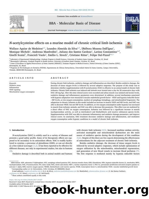 N-acetylcysteine effects on a murine model of chronic critical limb ischemia by unknow