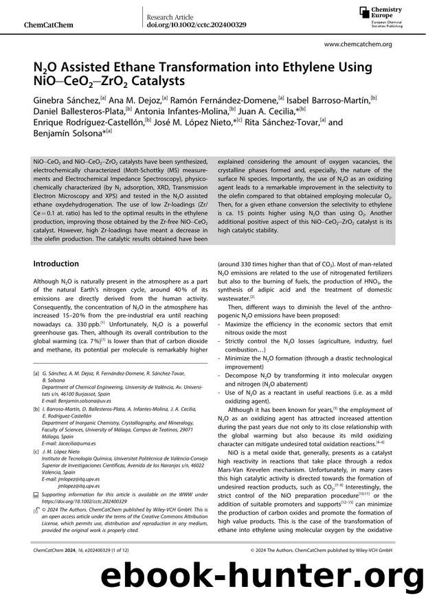 N2O Assisted Ethane Transformation into Ethylene Using NiOâCeO2âZrO2 Catalysts by Unknown