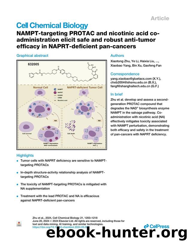 NAMPT-targeting PROTAC and nicotinic acid co-administration elicit safe and robust anti-tumor efficacy in NAPRT-deficient pan-cancers by unknow