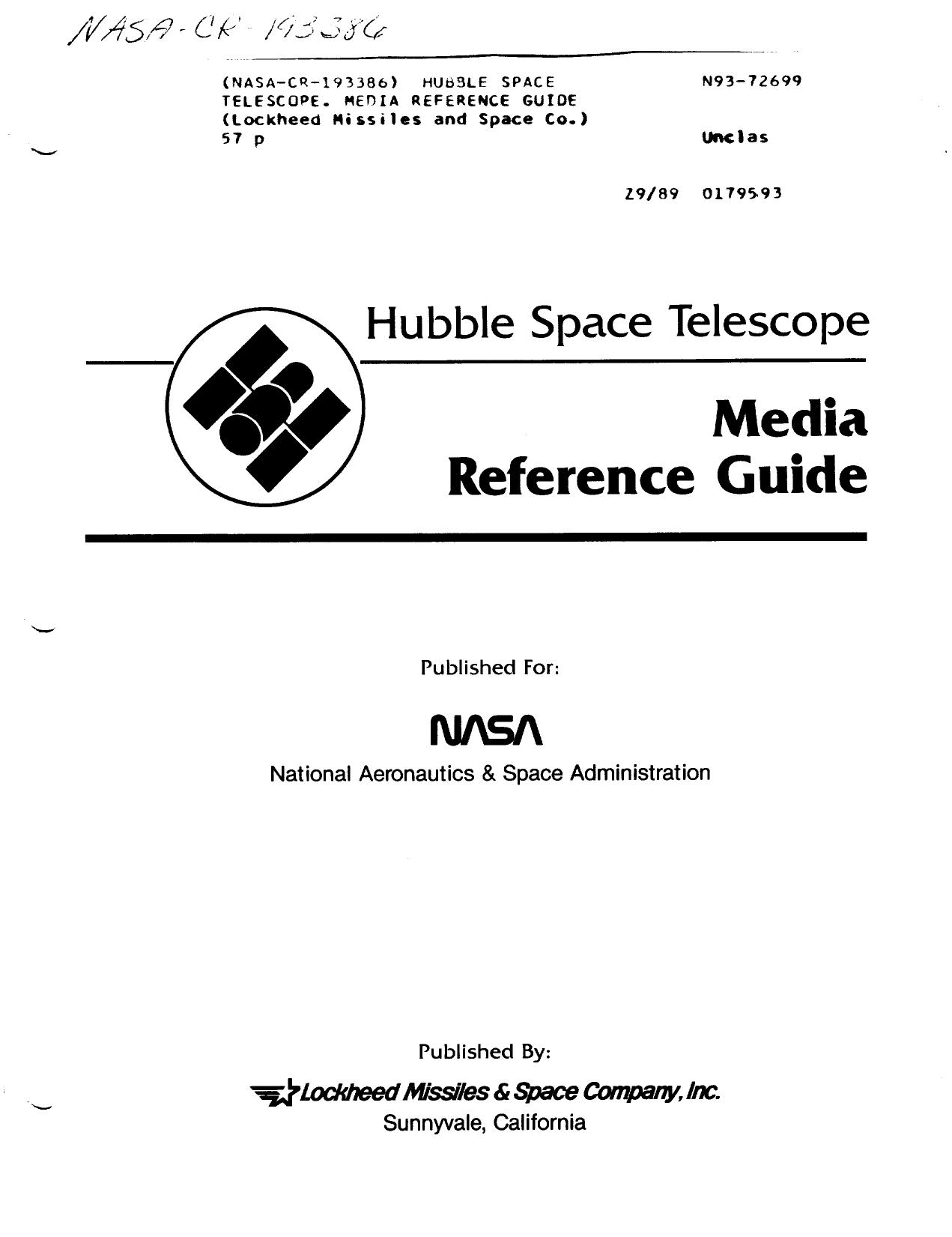 NASA Hubble Space Telescope Reference Guide by Unknown