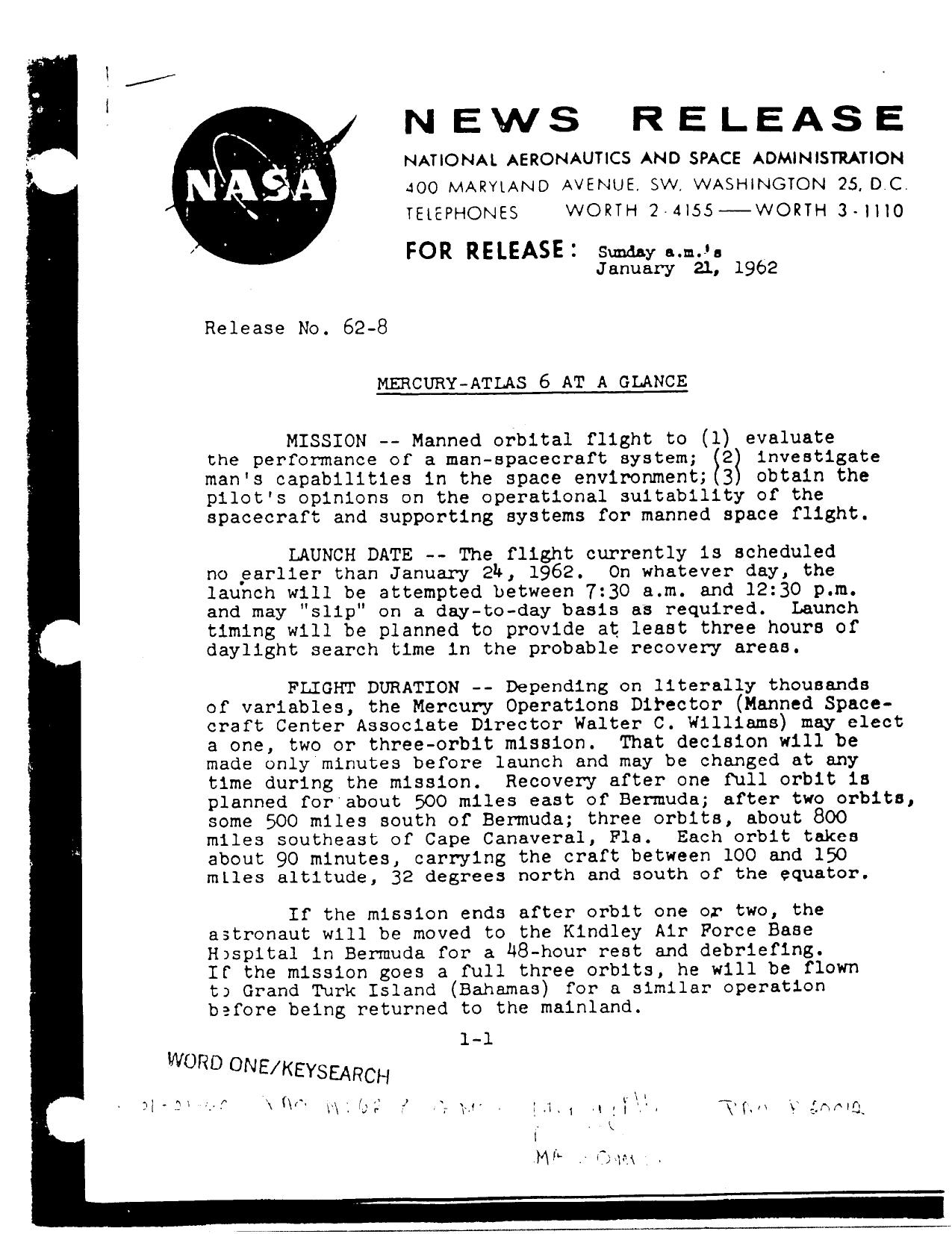 NASA Mercury Atlas 6 Friendship 7 Press Kit by Unknown