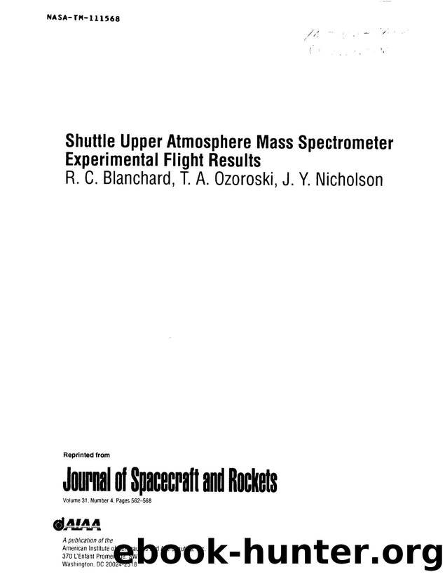 NASA shuttle upper atmosphere mass spectrometer experimental flight results by Unknown