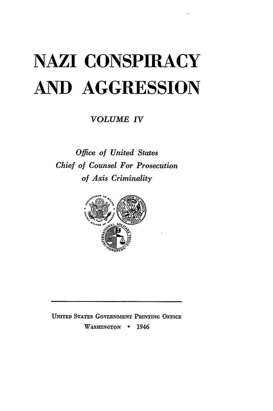 NAZI CONSPIRACY AND AGGRESION. VOL IV by Unknown