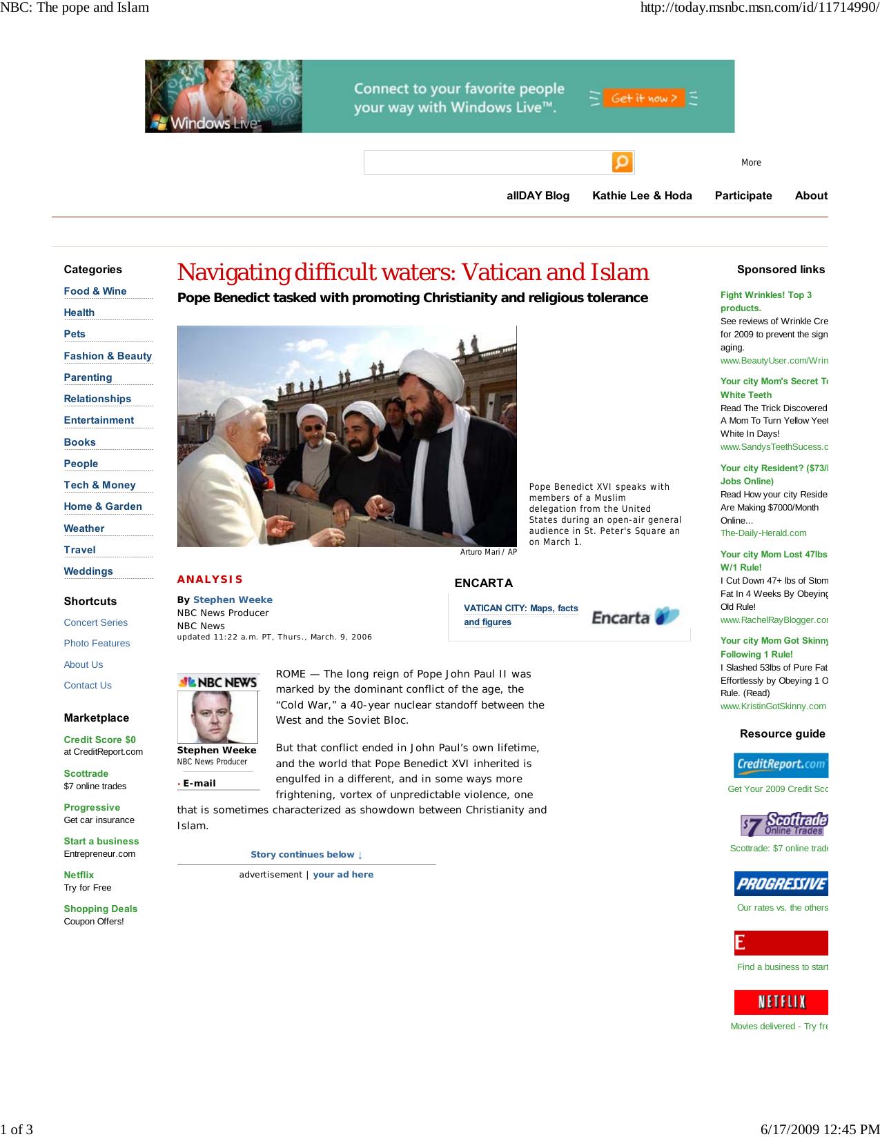 NBC: The pope and Islam by Hillary