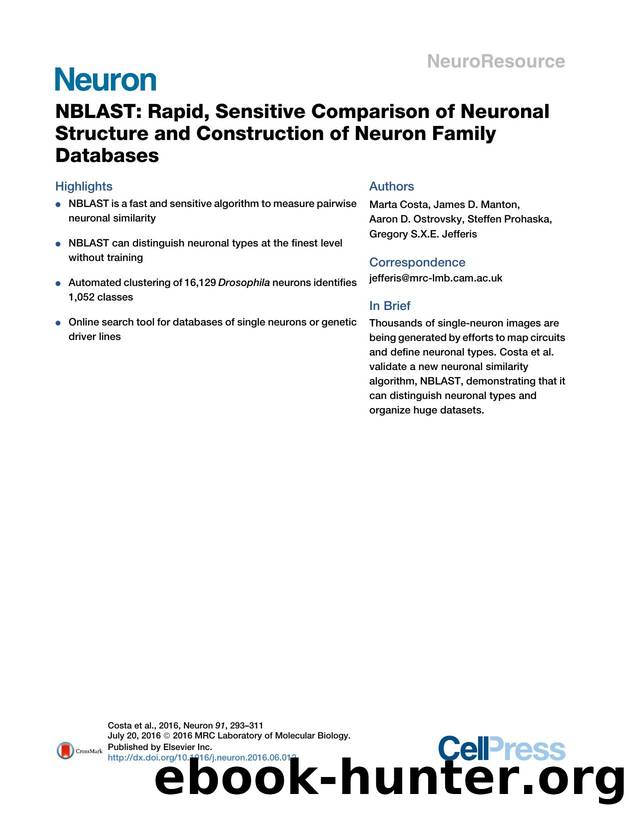 NBLAST: Rapid, Sensitive Comparison of Neuronal Structure and Construction of Neuron Family Databases by Marta Costa & James D. Manton & Aaron D. Ostrovsky & Steffen Prohaska & Gregory S.X.E. Jefferis