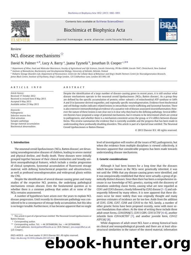 NCL disease mechanisms by David N. Palmer & Lucy A. Barry & Jaana Tyynelä & Jonathan D. Cooper