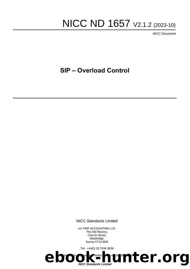 ND1657 SIP Overload Control by NICC Standards Limited