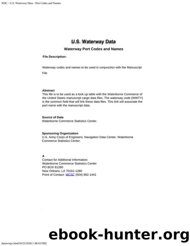 NDC - U.S. Waterway Data - Port Codes and Names Data Dictionary by Unknown