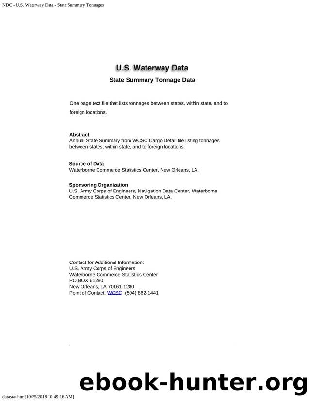 NDC - U.S. Waterway Data - State Summary Data Dictionary by Unknown