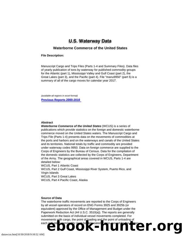 NDC - U.S. Waterway Data - WCUS Data Dictionary for Manuscript Cargo Files by Unknown