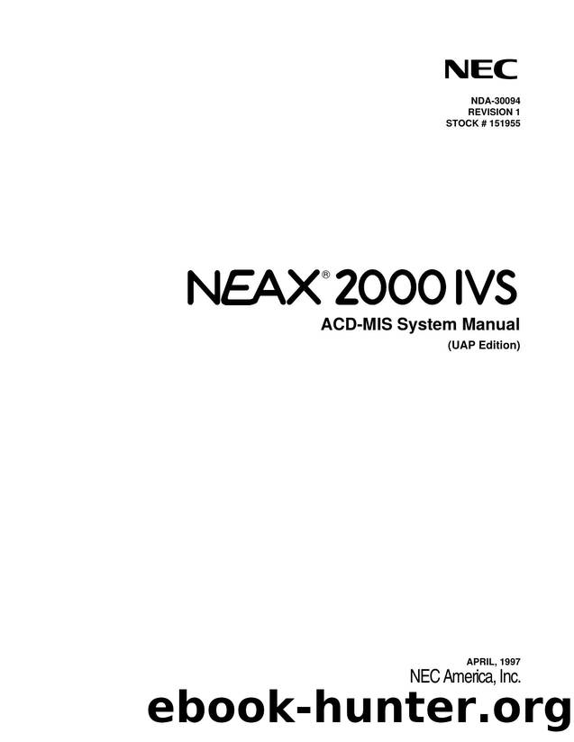 NEAX2000 IVS ACD-MIS System Manual (UAP Edition) by EZ Manuals