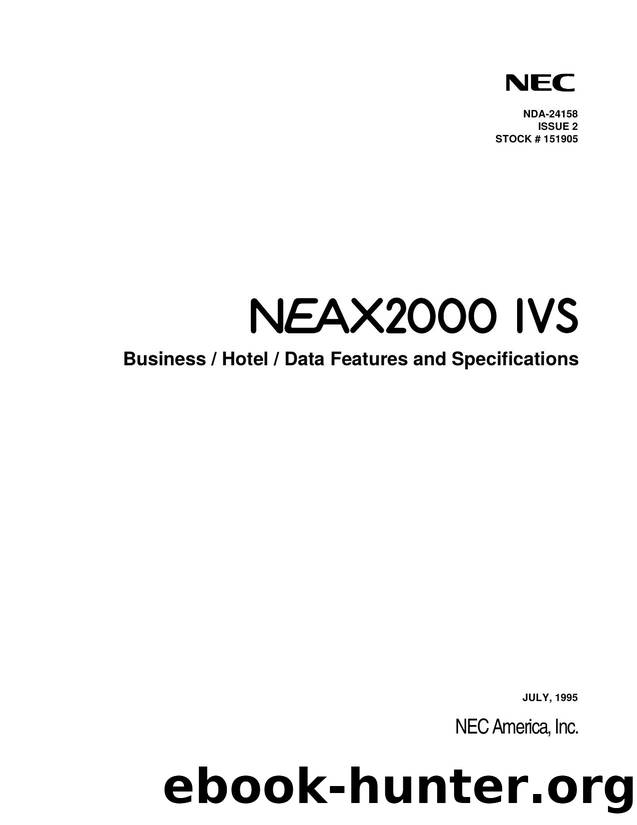 NEAX2000IVS BusinessHotelData Features and Specifications by EZ Manuals