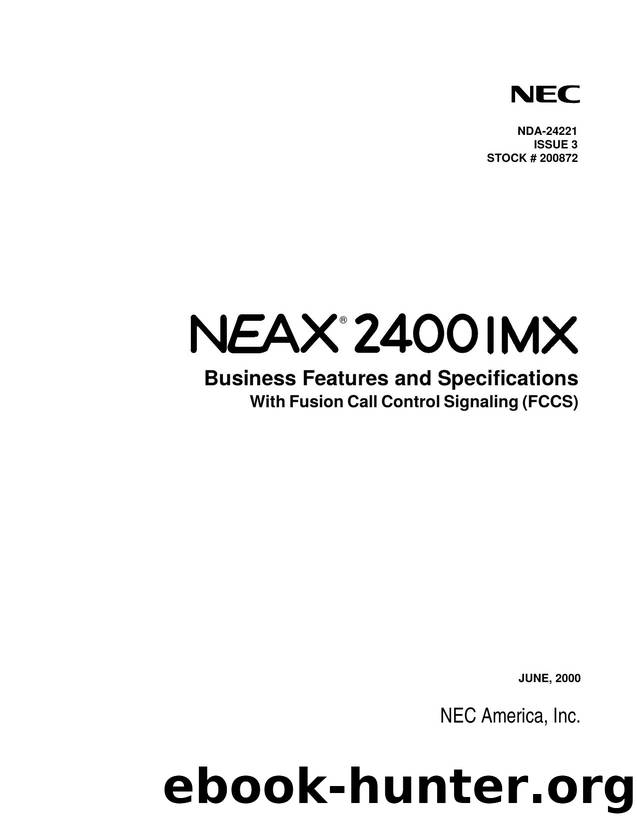 NEAX2400 IMX Business Features and Specifications by EZ Manuals