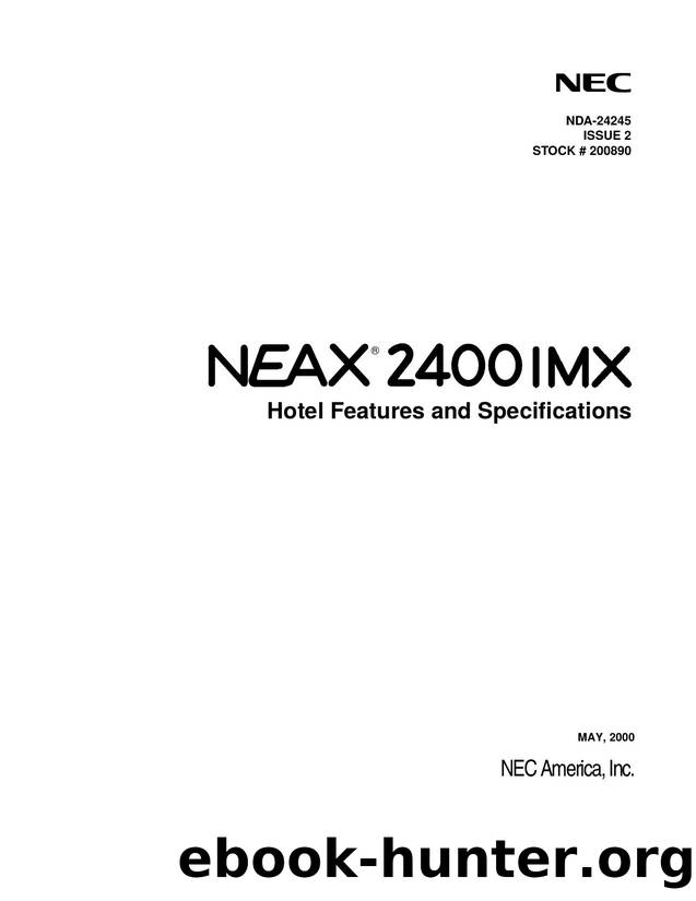 NEAX2400 IMX Hotel Features and Specifications by EZ Manuals