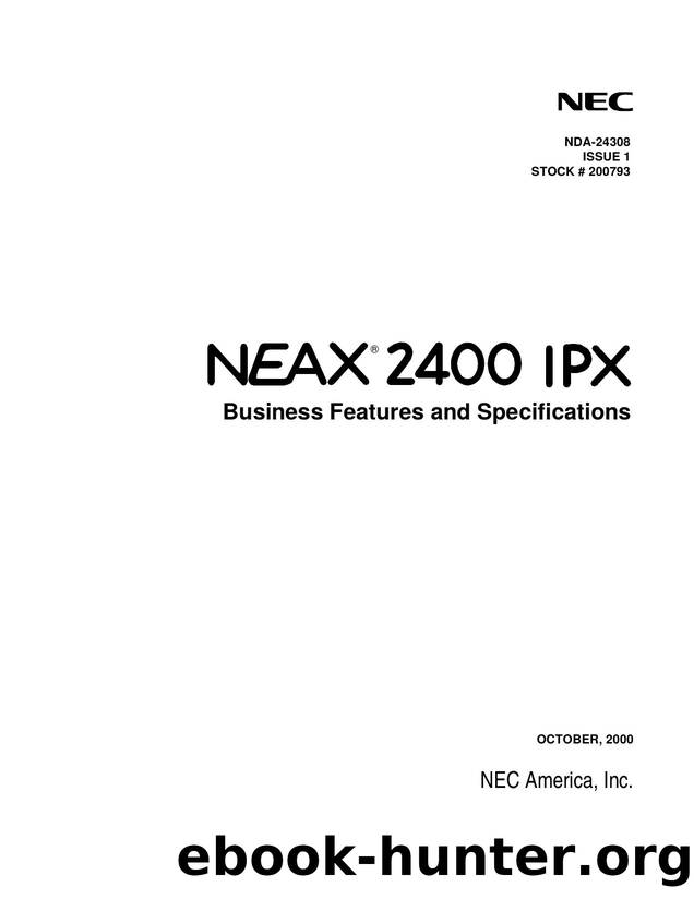 NEAX2400 IPX Business Features and Specifications by EZ Manuals