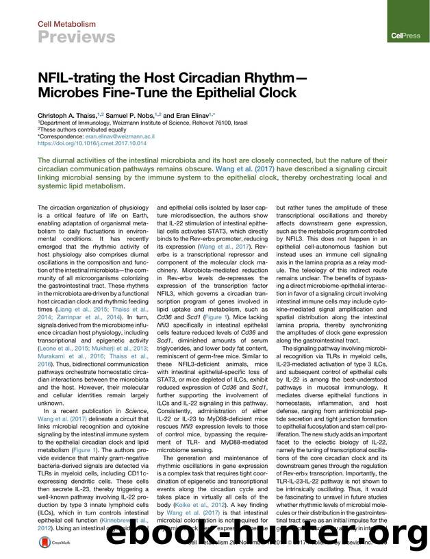 NFIL-trating the Host Circadian Rhythm-Microbes Fine-Tune the Epithelial Clock by Christoph A. Thaiss & Samuel P. Nobs & Eran Elinav