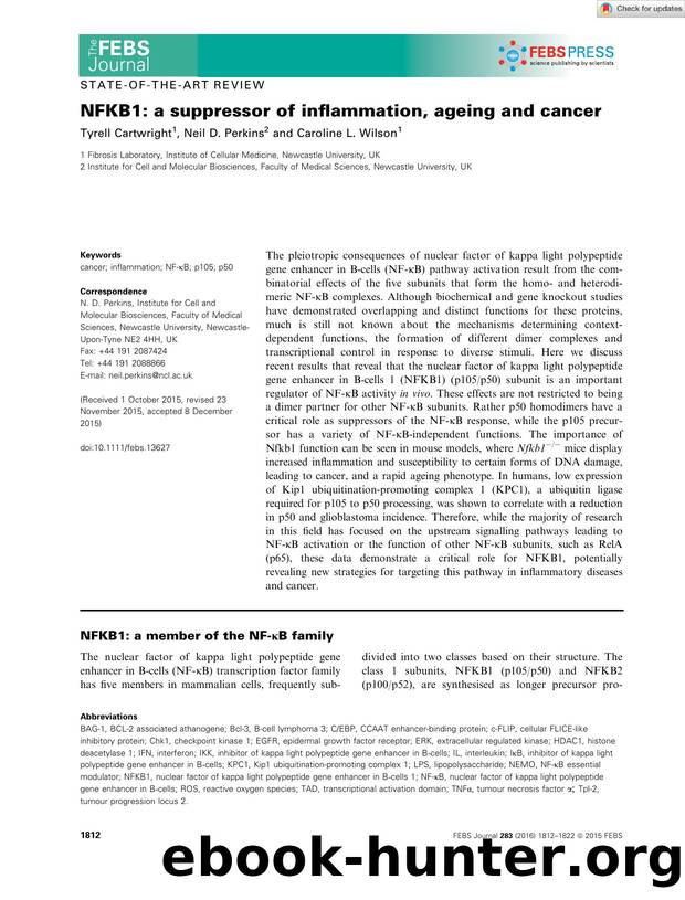NFKB1: a suppressor of inflammation, ageing and cancer by Unknown