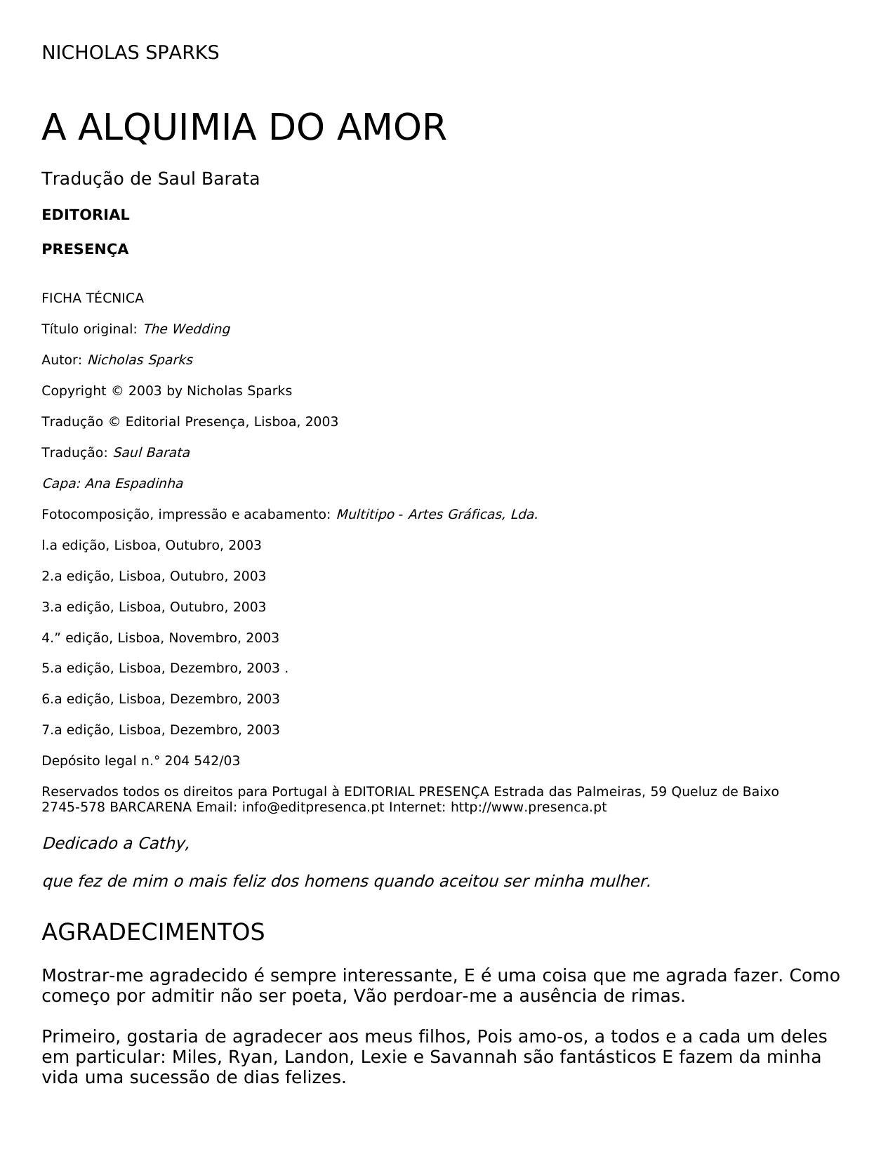 NICHOLAS SPARKS by Aluno