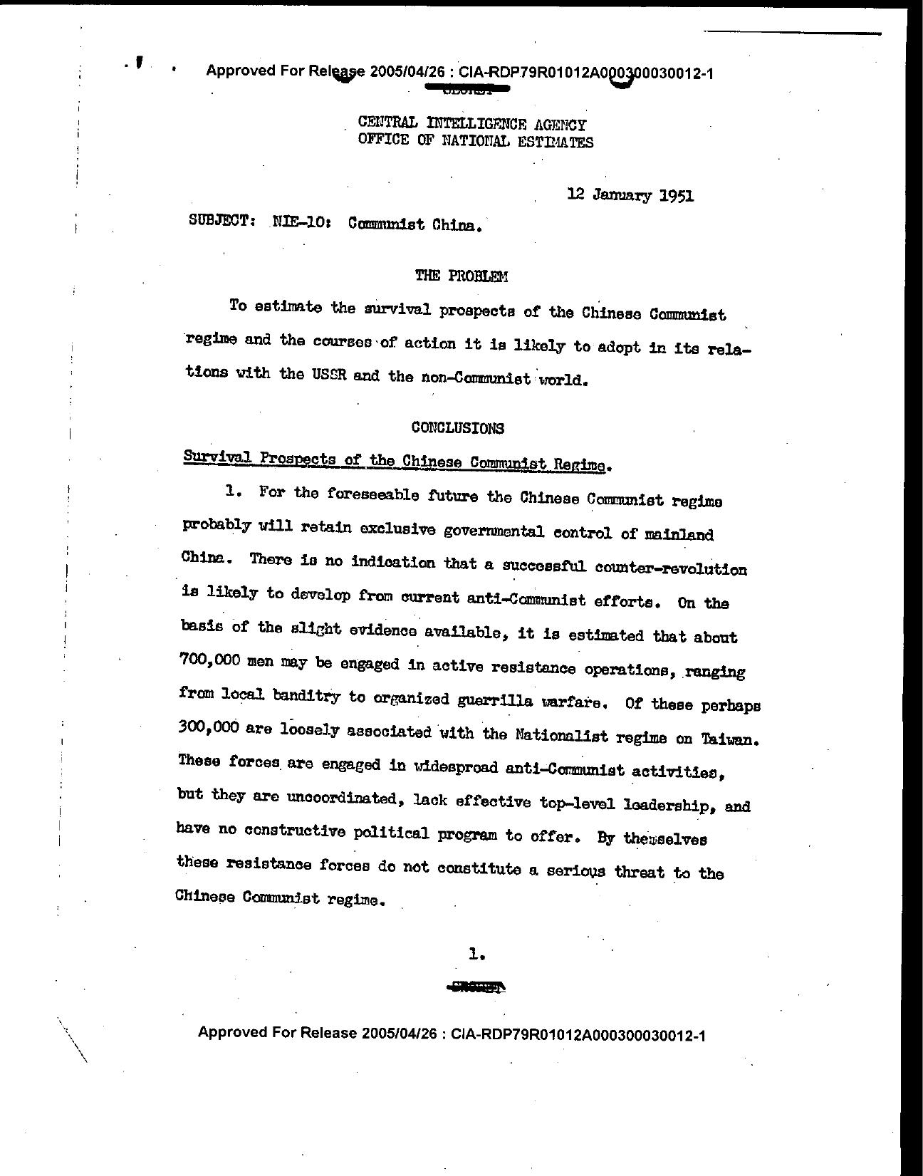 NIE-10 Communist China (Draft) by Unknown