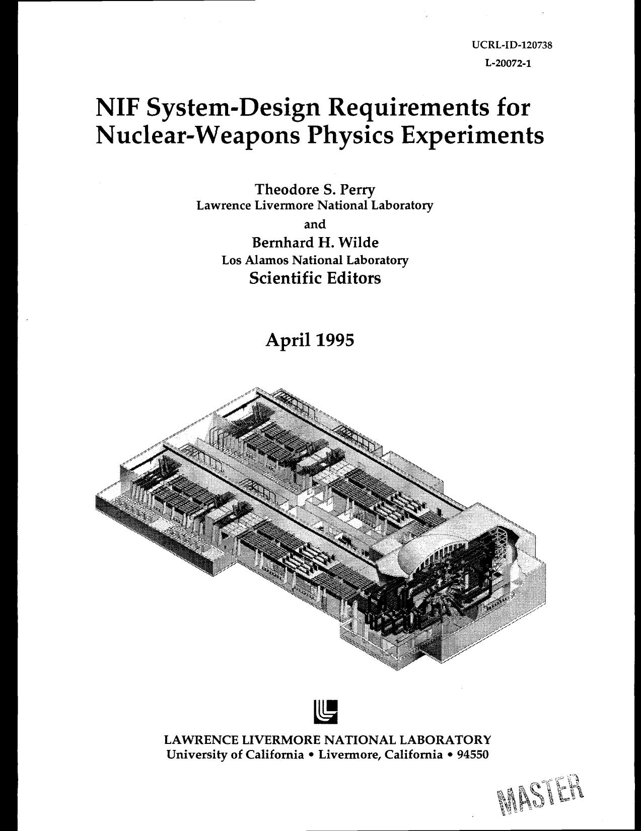 NIF system-design requirements for nuclear-weapons physics experiments None by Unknown