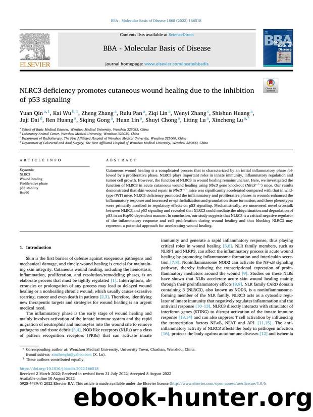 NLRC3 deficiency promotes cutaneous wound healing due to the inhibition of p53 signaling by unknow