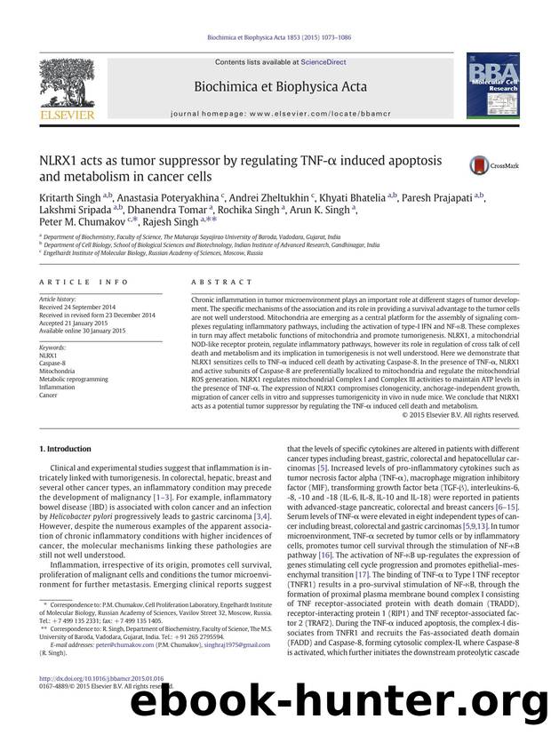 NLRX1 acts as tumor suppressor by regulating TNF-Î± induced apoptosis and metabolism in cancer cells by unknow