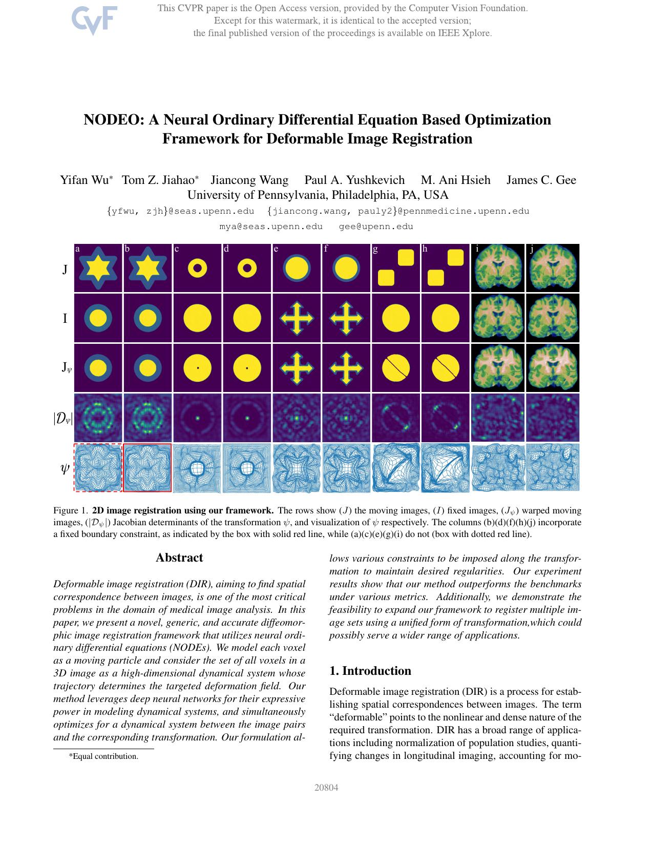 NODEO: A Neural Ordinary Differential Equation Based Optimization Framework for Deformable Image Registration by Yifan Wu & Tom Z. Jiahao & Jiancong Wang & Paul A. Yushkevich & M. Ani Hsieh & James C. Gee