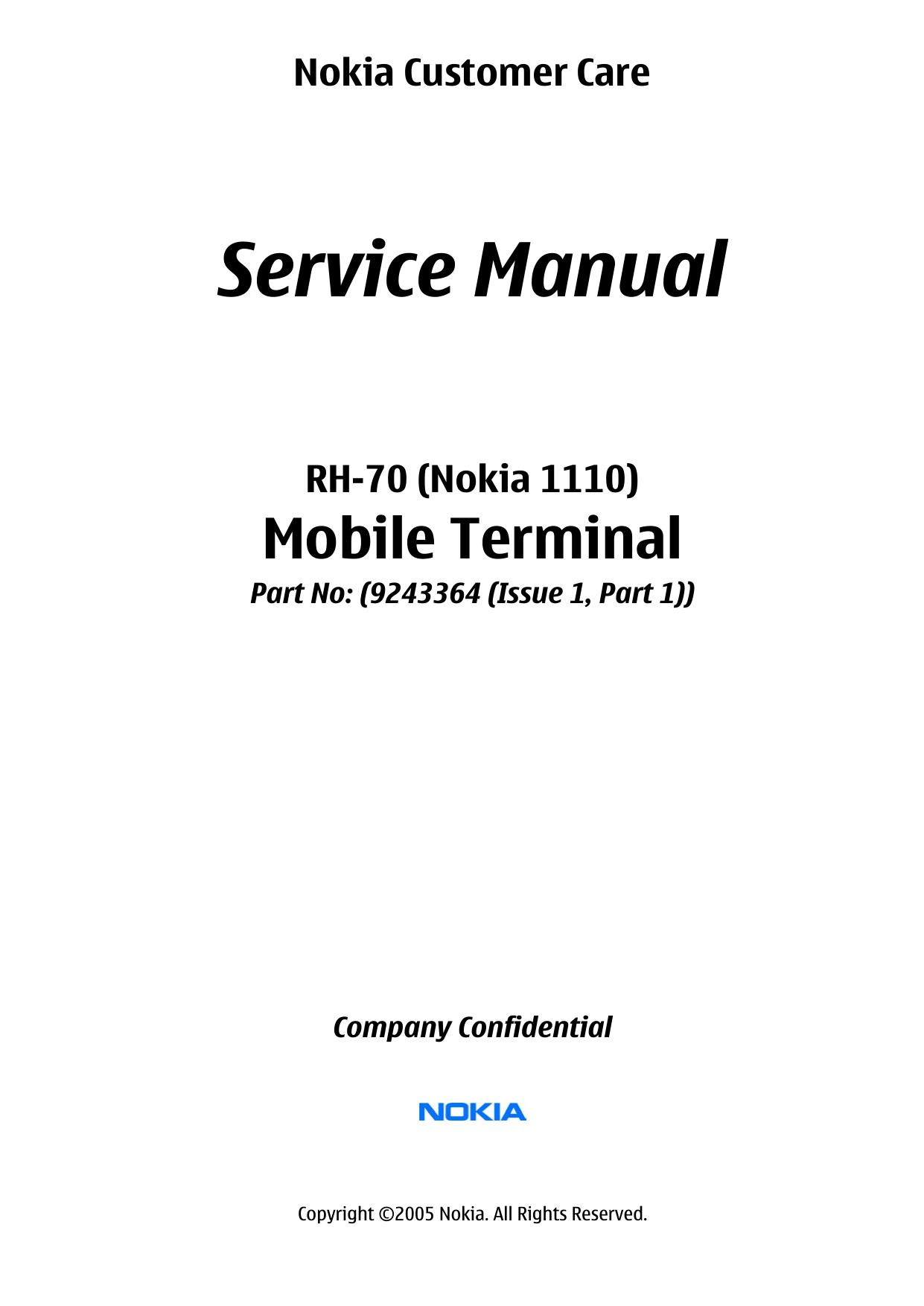 NOKIA 1110 RH-70 Service Manual by Unknown