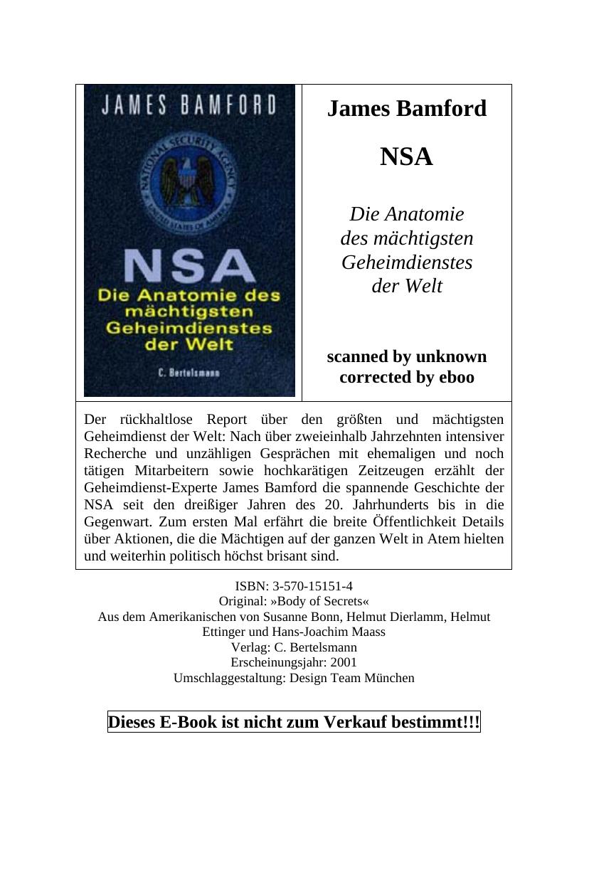 NSA (National Security Agency) by James Bamford