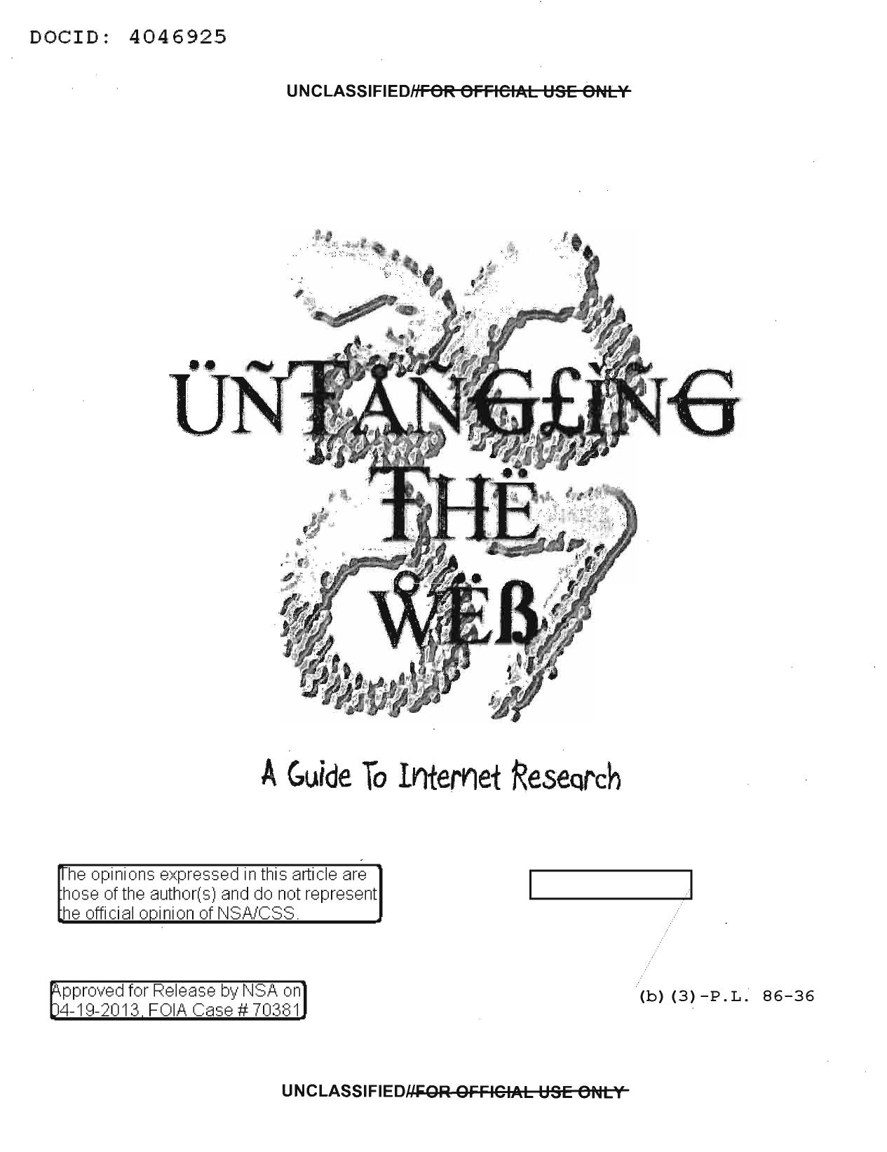 NSA Untangling the Web by Unknown