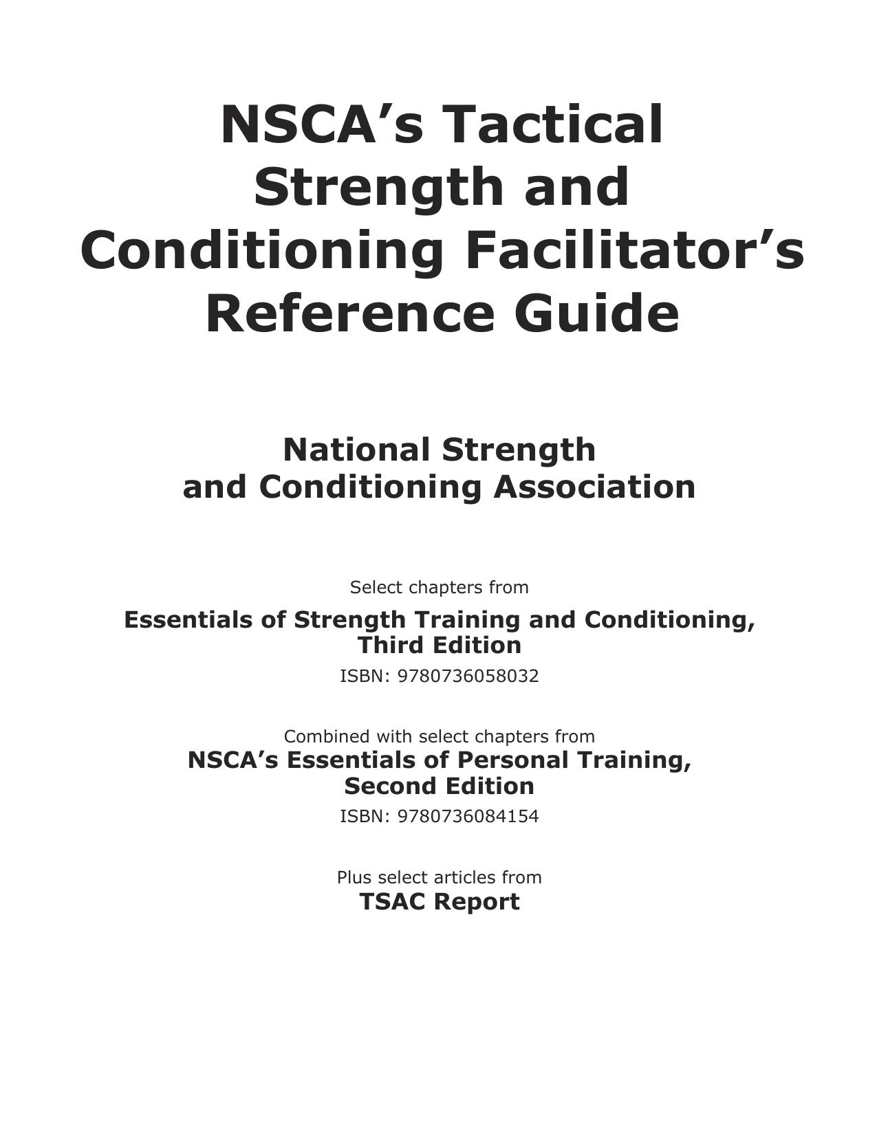 NSCA's tactical strength and conditioning facilitator's reference guide by National Strength & Conditioning Association (U.S.)