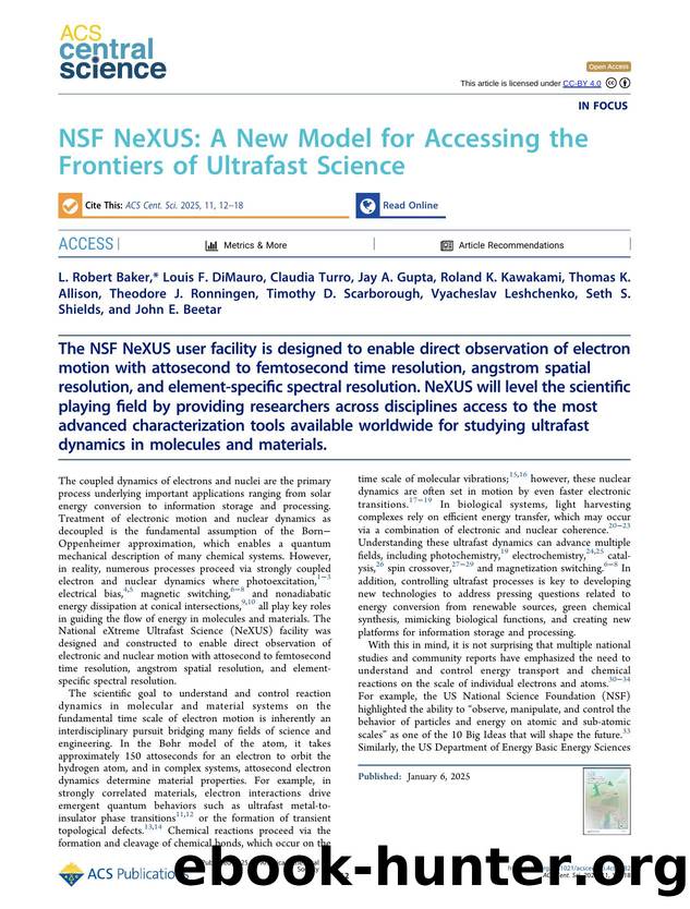 NSF NeXUS: A New Model for Accessing the Frontiers of Ultrafast Science by unknow