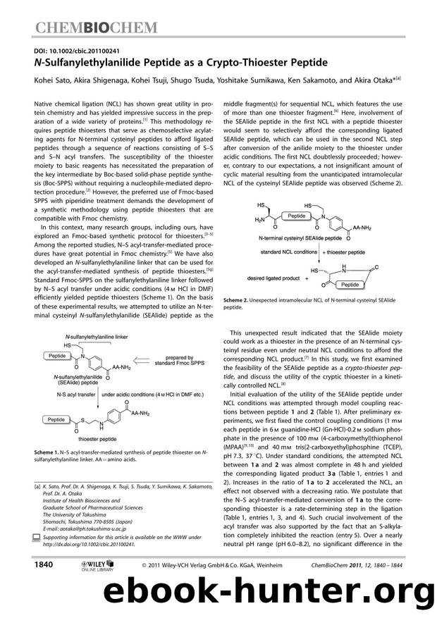 NSulfanylethylanilide Peptide as a CryptoThioester Peptide by Unknown