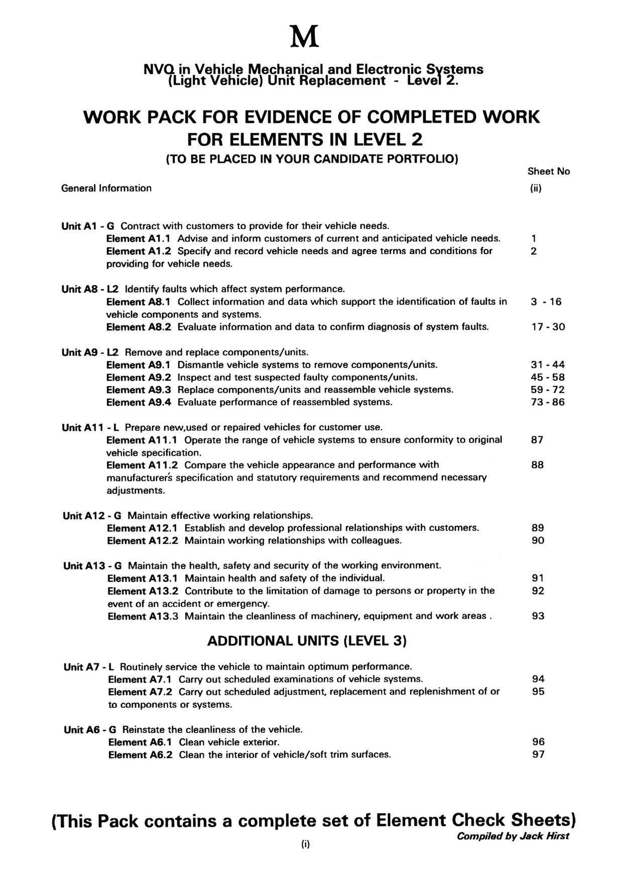 NVQ in Vehicle Mechanical and Electronic Systems (Light Vehicle) Unit Replacement â Level 2 by Jack Hirst Roy Brooks John Whipp