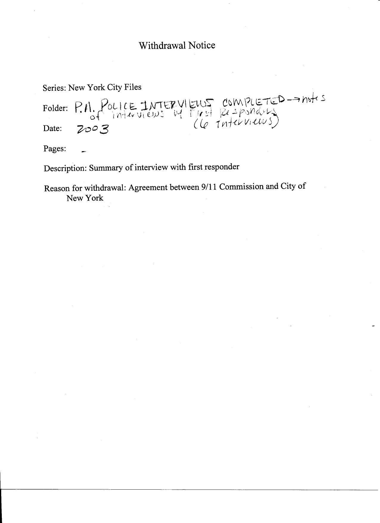 NY B10 PA Completed Interviews Fdr- Entire Contents- Withdrawal Notice and Interview Memos 496 by Unknown