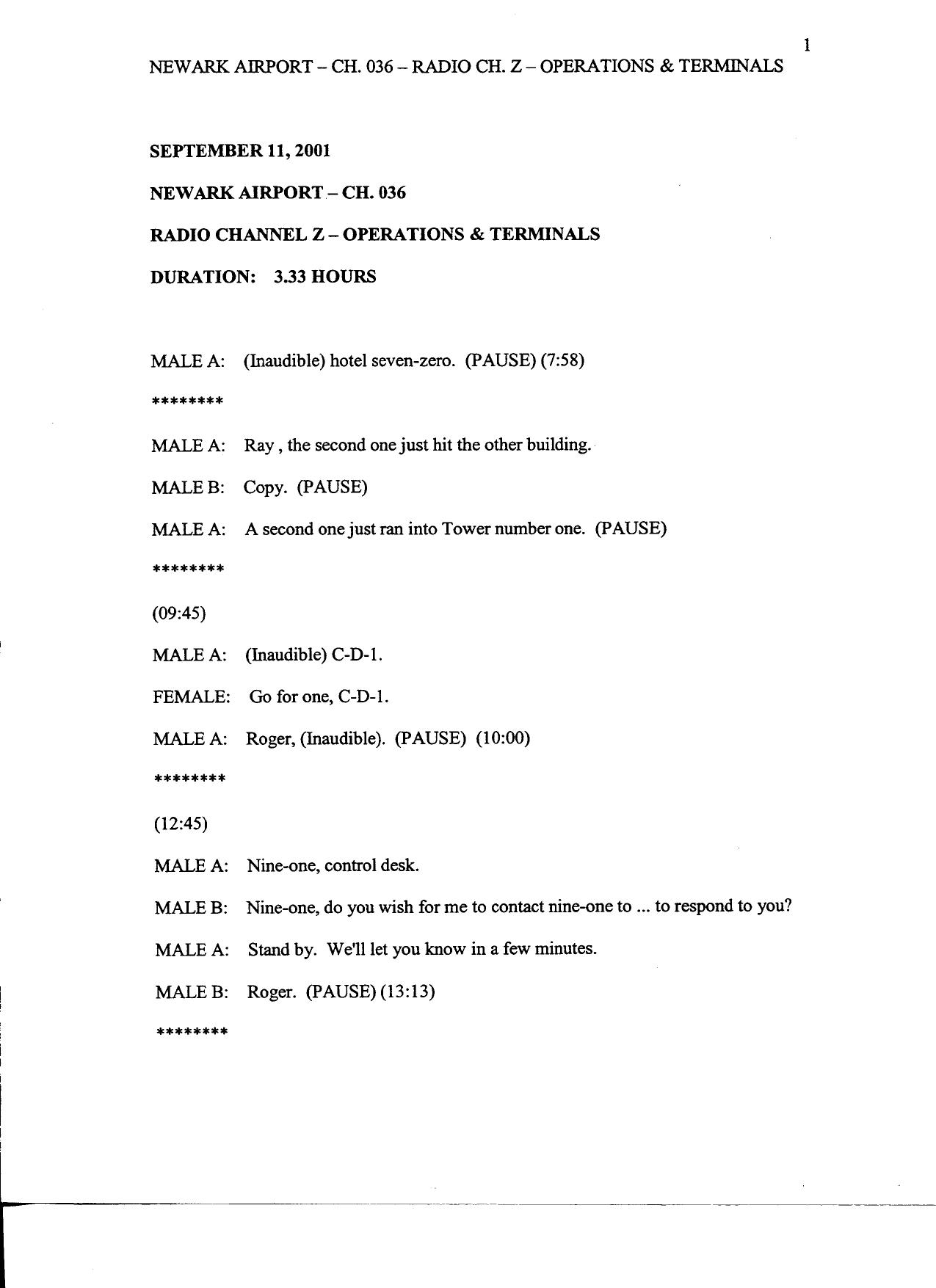 NY B30 Newark Transcripts Fdr- Vol IV- Newark Airport- Ch 036- Radio Ch Z- Operations by Terminals